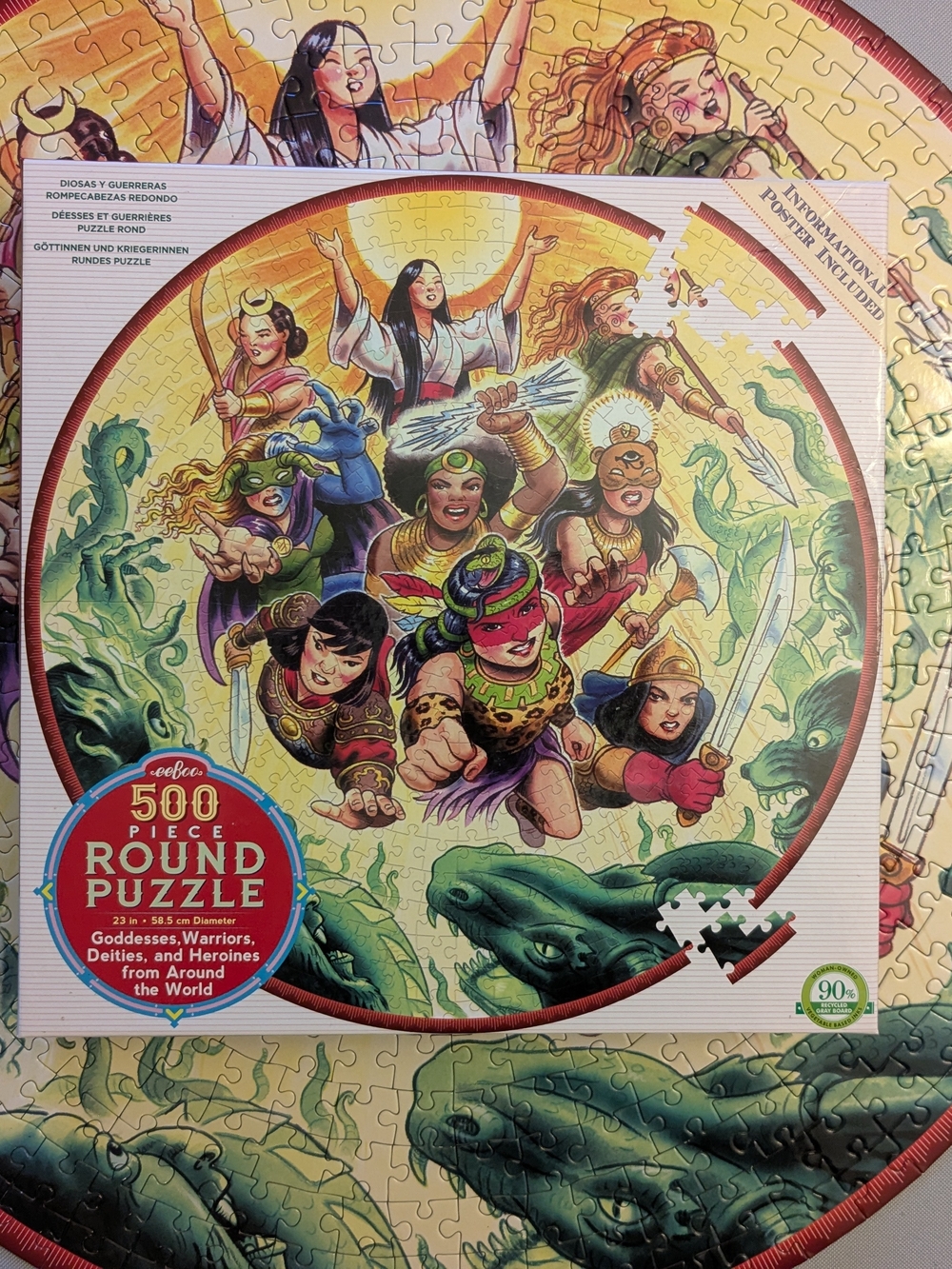 Eeboo 500 Piece Round Goddess & Warrior Puzzle - Hard To Find